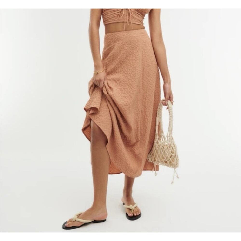 Abercrombie & Fitch Brown Textured Waffle Knit Maxi Skirt Sz S Boho